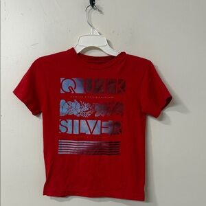 Quiksilver Kids Red and Silver Graphic Tee
